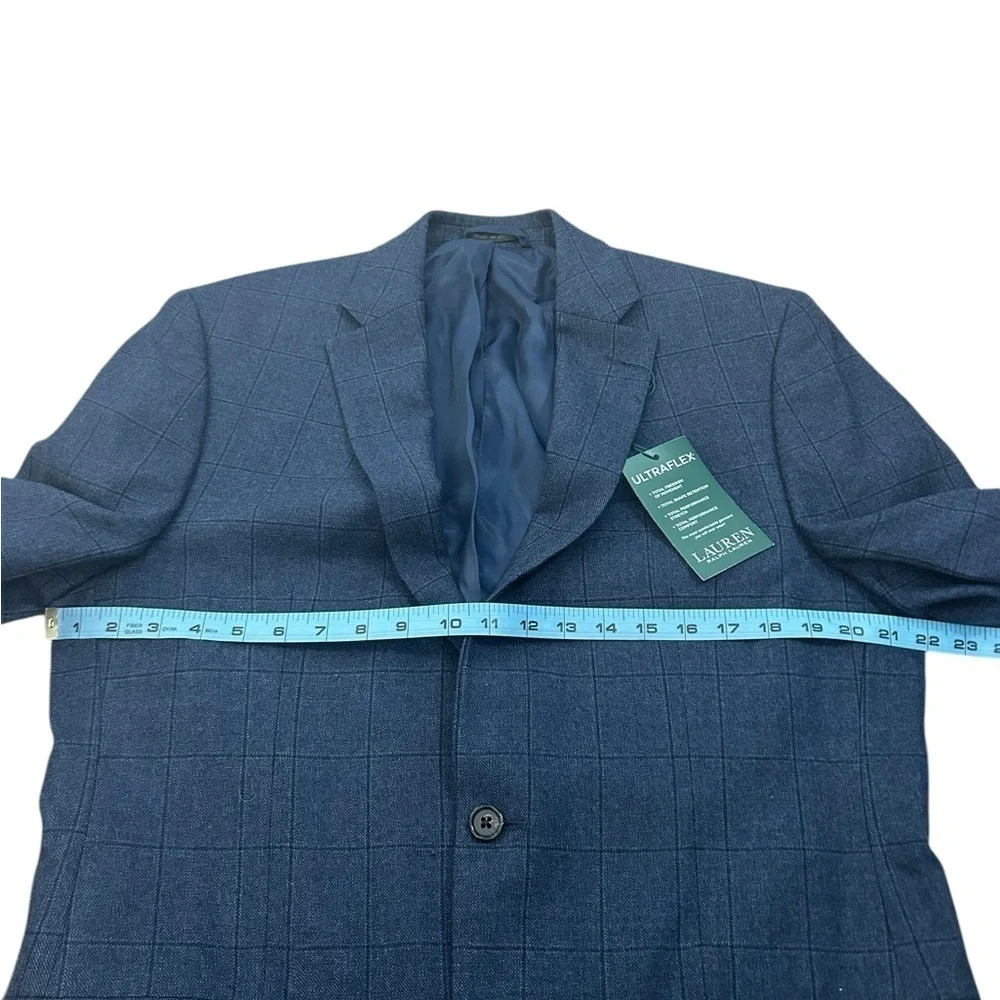 Lauren Ralph Lauren Midnight Blue Plaid 100% Wool Sport Coat Mens Sz 40L NWT